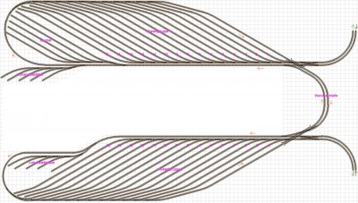 Schattenbahnhof.jpg (386.31 KiB) 10402 mal betrachtet die jeweils vordersten Zuführungsgleise sind noch mit Tomix-Reinigungsgleisen ausgestattet und hier werden auch die Züge von der Anlage genommen bzw. aufgesetzt